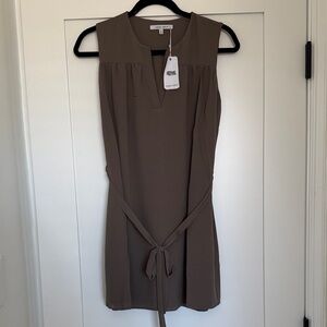 NWT Naked Zebra Taupe Dress with Pleated Detail, Small